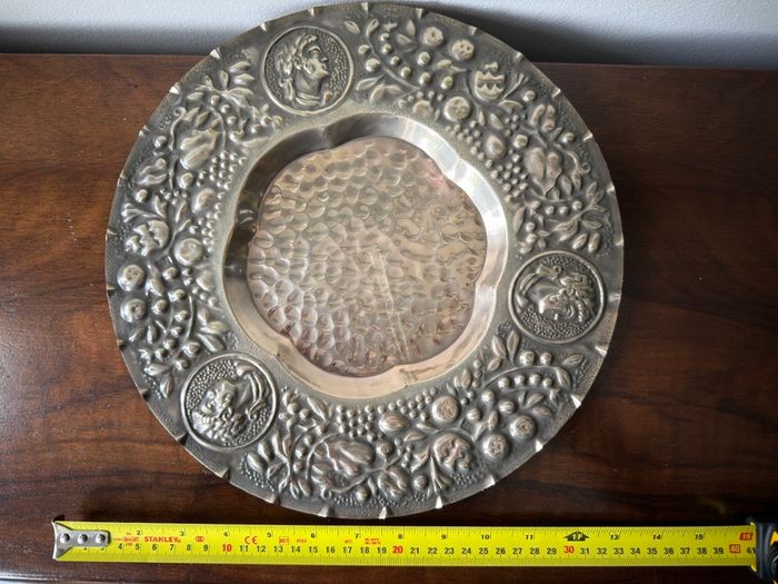 Large Vintage Repousse Metal Charger