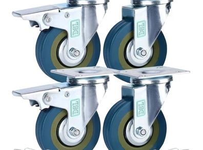 4 x Heavy Duty 75mm Swivel Castor Wheels Trolley Furniture Caster Brake with Free Bolt Fitting