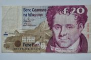 Central Bank Of Ireland 20 Pounds Vintage Banknote 1992