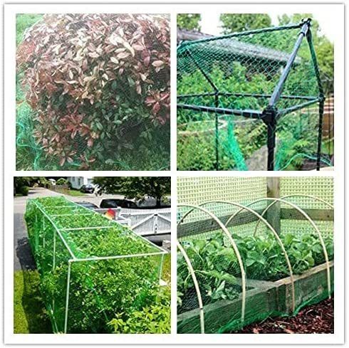 4x10m Green Garden Netting, Bird Netting Pond Plant Netting for Protecting Fruit Tree Vegetable Patch Flowers Crops Strawberry Pea and Bean, 15x15mm Holes Fine Mesh