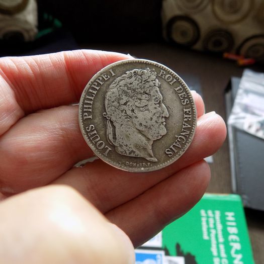 France 1834 W. ,5 francs.King Louis Philippe.90% silver.