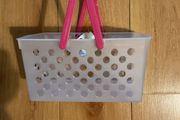 Small plastic storage basket with pink handles Brand New with tags