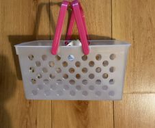 Small plastic storage basket with pink handles Brand New with tags