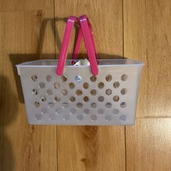 Small plastic storage basket with pink handles Brand New with tags