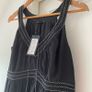 VILA Black Sleeveless Maxi Dress with Contrast Embroidered Stitch Detail - Brand New With Tags Image 2