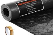 Garage Floor Roll, 1.2 x 3.05 m Garage Flooring Mat, 2.2 mm Thickened PVC Diamond Plate Floor Protector Mat with Double-sided Tape, Non-Slip, Easy to Clean for Warehouse, Gyms, Trailer, Black
