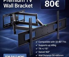 Tv Wall Bracket Tilt Swivel Long Arm 32"- 80"