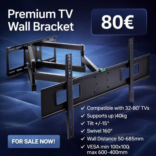 Tv Wall Bracket Tilt Swivel Long Arm 32"- 80"