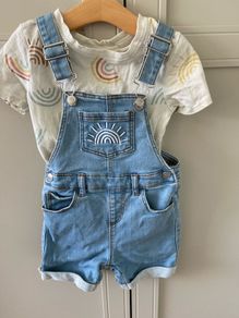 Rainbow t shirt and matching short dungarees