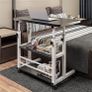 Adjustable Height Computer Desk with Wheels, C Shaped Laptop Table with 2 Shelves, Overbed Table for Bedroom, Sofa, Home Office, Living Room 60x37x60-90cm, Black Image 6