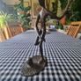 Vintage brass figurine of a football player Image 2