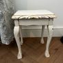 Upcycled French Country Nesting Tables Set Distressed White and Gold Image 8