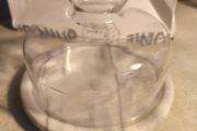 Vintage Cheese Board White Marble &amp; Glass Cloche