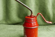 Vintage Red Oil Can, Pump