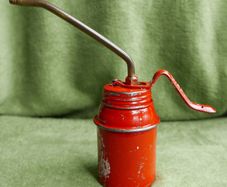 Vintage Red Oil Can, Pump