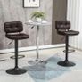 Swivel Bar Stools Set of 2 Dining Chairs Barstools Adjustable Height with Footrest for Kitchen Counter Home Bar Brown Image 3
