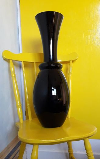 Large Tall -  Black Glass Vase
