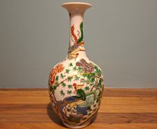 Late 19th Century famille verte mei ping vase phoenix Pattern, Hand Painted