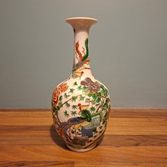 Late 19th Century famille verte mei ping vase phoenix Pattern, Hand Painted