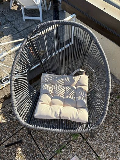 Pair of woven garden chairs