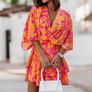Orange and Pink batwing sleeve dress Image 2