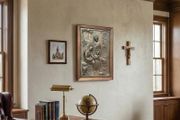 Nice old religious panel made of metal with wood frame