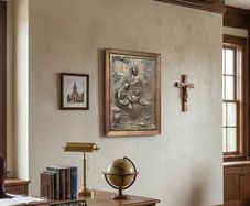 Nice old religious panel made of metal with wood frame