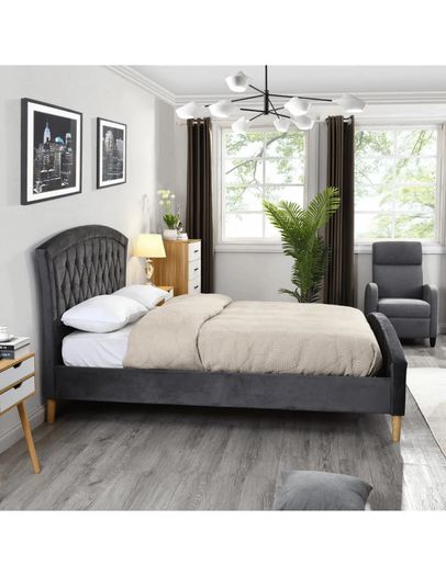 4'6 ft Grey Bedframe, Back Care Mattress & Ikea Coffee Table - FOR SALE