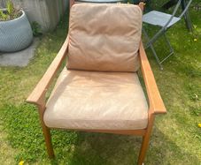 Leather wood Armchair