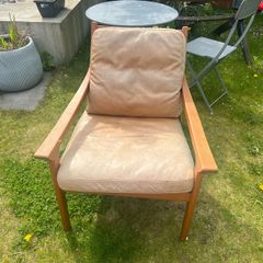 Leather wood Armchair