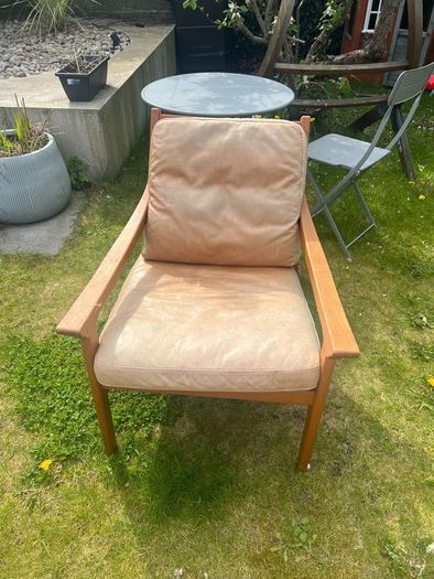 Leather wood Armchair