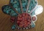 Handmade Sterling Silver Hopi Zuni Headdress Multi Stone Silver Ring- Turquoise and Coral - Vintage