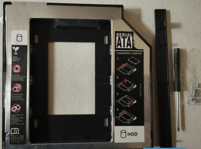 Caddy for Hard Drive or SDD. Replace DVD Drive in Laptop or PC