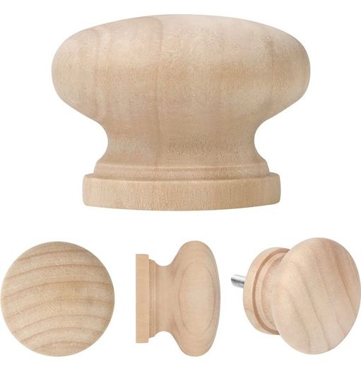 Round Unfinished Wood Knobs with Screws (20 Pack) - 3.4 x 2.5cm / 1.34 x 0.98 Inches - Natural Wooden Birch Door Knob Hardware - Furniture Cabinet, Wardrobe, Cupboard & Drawer Pull Handles (FREE POSTAGE)