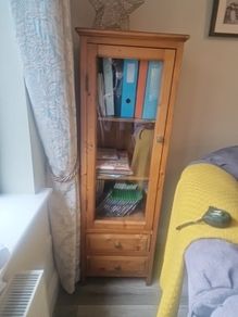 Tall timber Display Cabinet with glass door