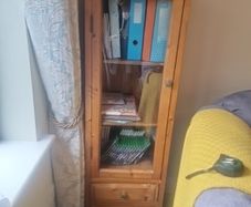 Tall timber Display Cabinet with glass door