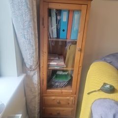 Tall timber Display Cabinet with glass door