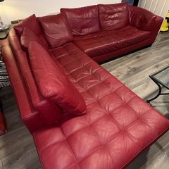 Natuzzi Red Leather Sofa