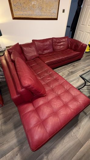 Natuzzi Red Leather Sofa