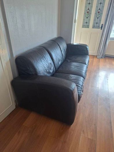 FREE - Natuzzi Black Leather 3 Seat Sofa