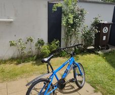 Small Blue BMX Bike for Kids ages 6 - 11, mudguards - stand included