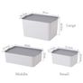 White Plastic Storage Boxes Containers Bins with Gray Lids 4Pcs Image 2