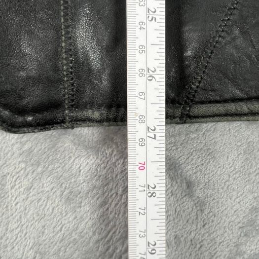 Black Patchwork Leather Vest Waistcoat - Zip Buckles - Large
