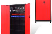 Tool Cabinet with 2 Doors Steel 90x40x180 cm Black and Red