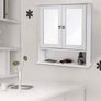 Double Mirror Doors Bathroom Cabinet, Wall Cabinet, Storage Cupboard, Wall-Mounted Storage Unit, Adjustable Height Shelves, 56 x 13 x 58 cm, White (FREE POSTAGE) Image 5