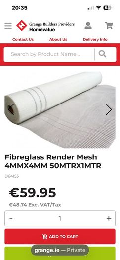 Almost complete roll of fibreglass render mesh