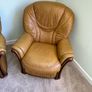 Matching Genuine Leather 3-Seater Sofa & 2 Armchairs Image 3