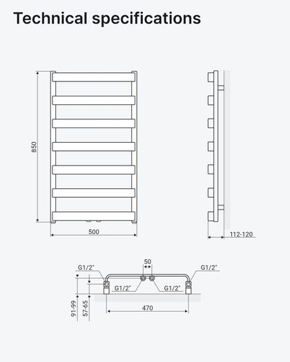 bathroom radiator 80x50 cm