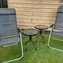 Set of x2 Garden Chairs and x2 Small Glass Top Tables Image 2