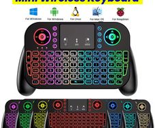 2.4GHz & BT Dual-Mode Mini Keyboard with Touchpad - 7-Color Backlight, Multimedia Keys - Compatible with Android TV Box, Smart TV, Projector, PS3 & More